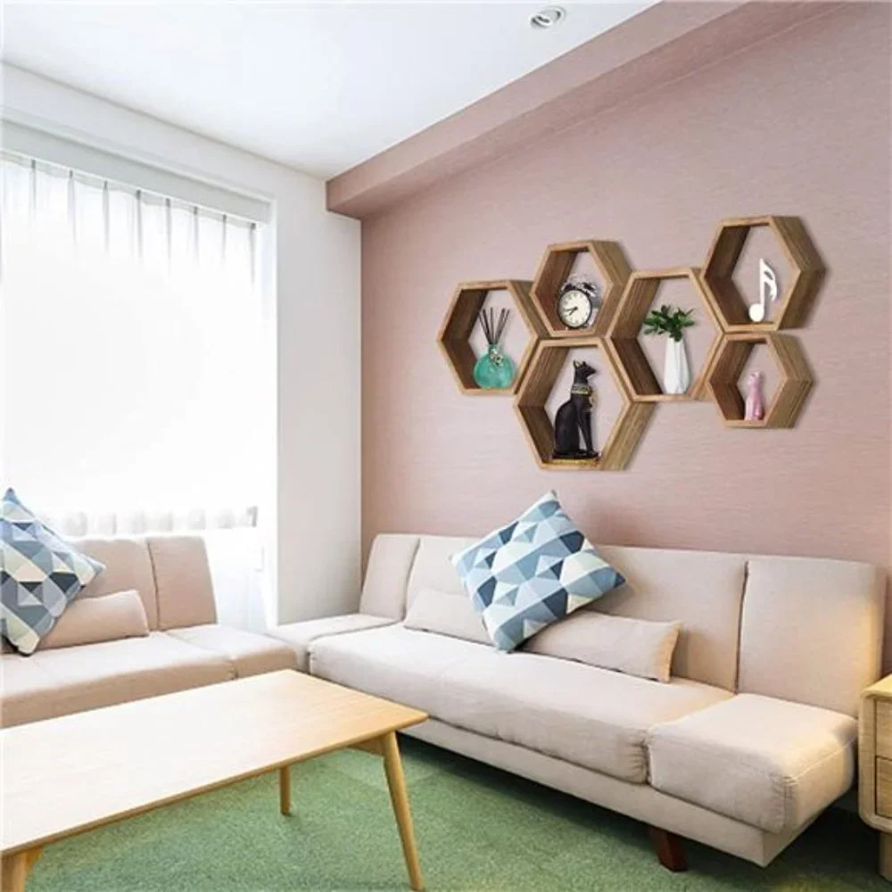 Floating Hexagon Shelves -Set of 3 for Living Room Bedroom Bathroom Office Decor